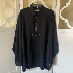 Landhaus C&A Naturally Mens Button Up Long Sleeve Black Shirt XXL / 2X